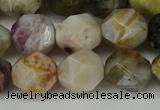 CNG6152 15.5 inches 10mm faceted nuggets silver needle agate beads