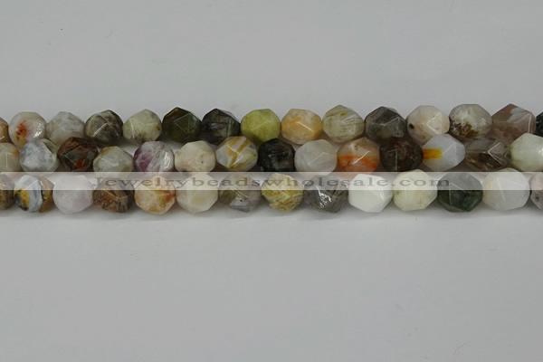 CNG6152 15.5 inches 10mm faceted nuggets silver needle agate beads