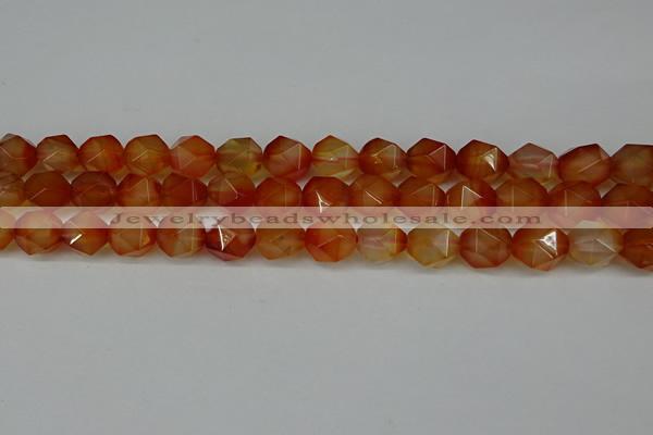 CNG6158 15.5 inches 10mm faceted nuggets red agate beads