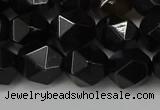 CNG6160 15.5 inches 10mm faceted nuggets black agate beads