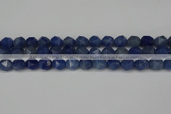 CNG6177 15.5 inches 10mm faceted nuggets blue aventurine beads