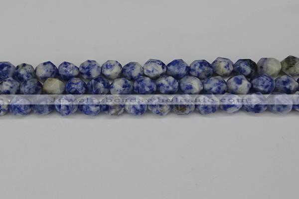 CNG6178 15.5 inches 10mm faceted nuggets blue spot stone beads