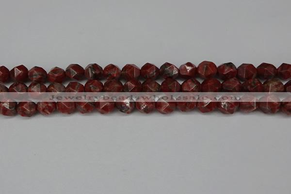 CNG6198 15.5 inches 10mm faceted nuggets brecciated jasper beads