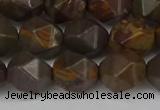 CNG6199 15.5 inches 10mm faceted nuggets coffee jasper beads