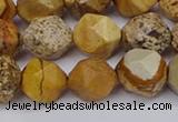 CNG6201 15.5 inches 10mm faceted nuggets picture jasper beads