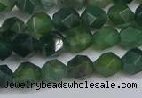 CNG6225 15.5 inches 6mm faceted nuggets moss agate beads