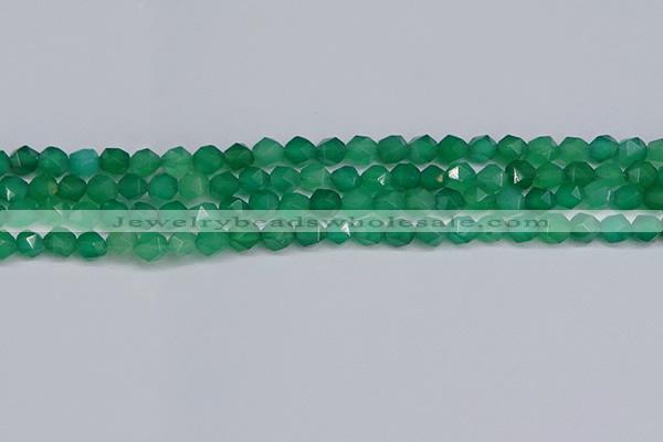 CNG6226 15.5 inches 6mm faceted nuggets green agate beads