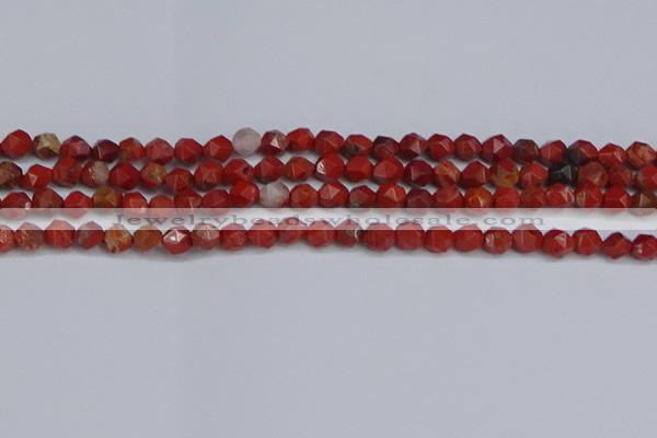 CNG6241 15.5 inches 6mm faceted nuggets red jasper beads