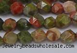 CNG6254 15.5 inches 6mm faceted nuggets unakite beads wholesale