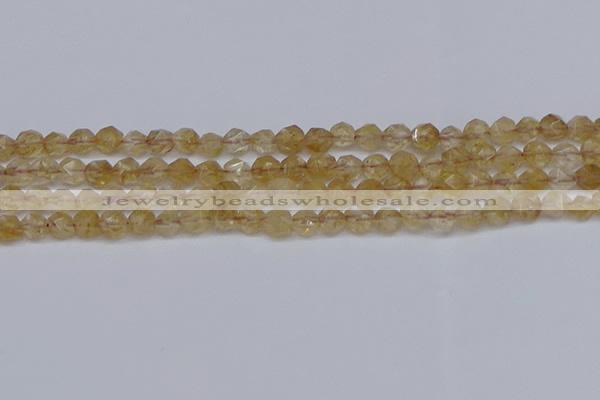 CNG6259 15.5 inches 6mm faceted nuggets coffee cherry quartz beads