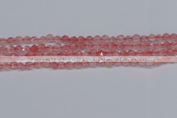 CNG6260 15.5 inches 6mm faceted nuggets cherry quartz beads