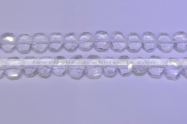 CNG6300 13*18mm - 15*20mm faceted freeform white crystal beads