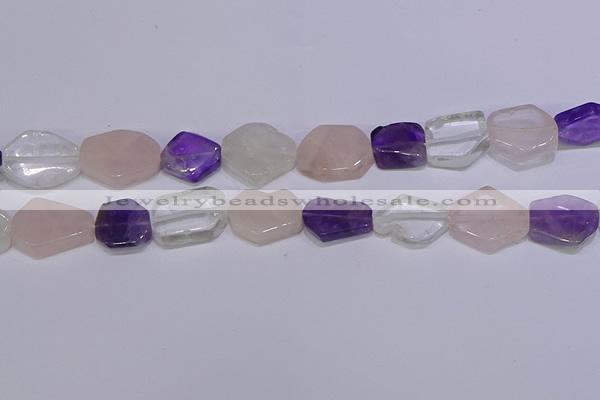 CNG6336 15.5 inches 14*18mm - 16*22mm freeform mixed quartz beads