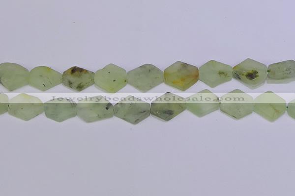 CNG6357 14*18mm - 16*22mm freeform green matte rutilated quartz beads