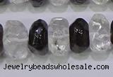 CNG6380 6*14mm - 8*14mm nuggets white crystal & smoky quartz beads