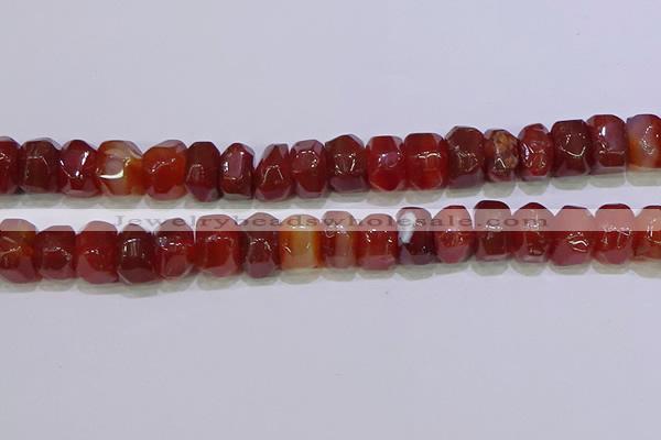 CNG6383 15.5 inches 6*14mm - 8*14mm nuggets red agate beads