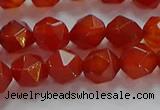 CNG6505 15.5 inches 8mm faceted nuggets red agate beads