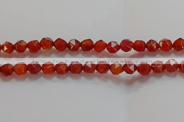 CNG6506 15.5 inches 10mm faceted nuggets red agate beads