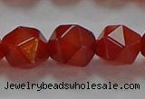 CNG6507 15.5 inches 12mm faceted nuggets red agate beads