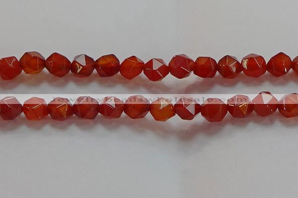 CNG6507 15.5 inches 12mm faceted nuggets red agate beads