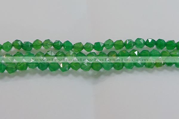 CNG6513 15.5 inches 8mm faceted nuggets green agate beads