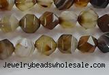 CNG6516 15.5 inches 6mm faceted nuggets line agate beads