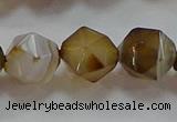 CNG6519 15.5 inches 12mm faceted nuggets line agate beads