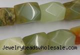 CNG652 15.5 inches 13*18mm faceted nuggets flower jade beads