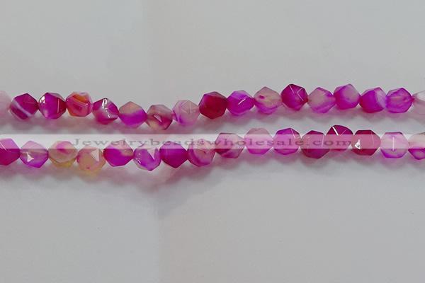 CNG6522 15.5 inches 10mm faceted nuggets line agate beads