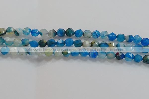 CNG6524 15.5 inches 6mm faceted nuggets line agate beads