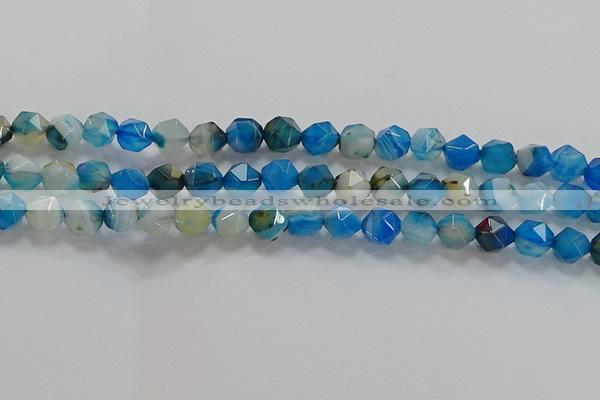 CNG6525 15.5 inches 8mm faceted nuggets line agate beads