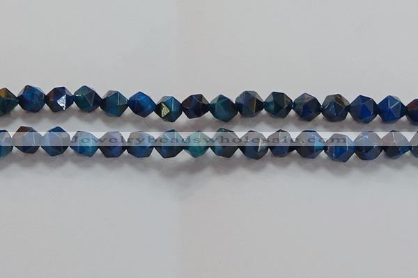 CNG6540 15.5 inches 10mm faceted nuggets blue tiger eye beads