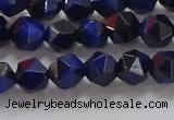 CNG6542 15.5 inches 6mm faceted nuggets blue tiger eye beads