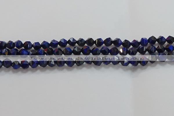 CNG6542 15.5 inches 6mm faceted nuggets blue tiger eye beads