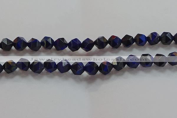 CNG6544 15.5 inches 10mm faceted nuggets blue tiger eye beads