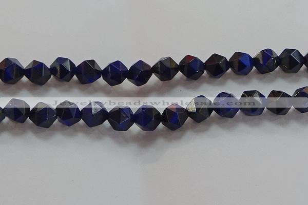 CNG6545 15.5 inches 12mm faceted nuggets blue tiger eye beads