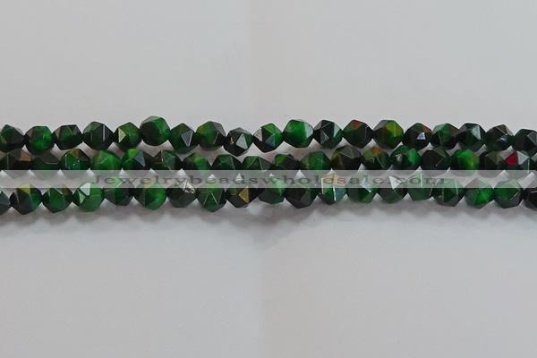 CNG6546 15.5 inches 6mm faceted nuggets green tiger eye beads