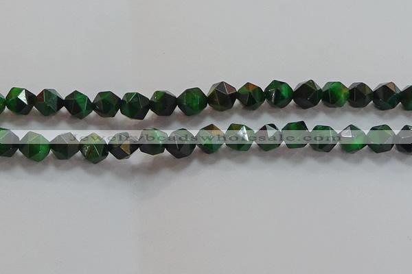 CNG6548 15.5 inches 10mm faceted nuggets green tiger eye beads