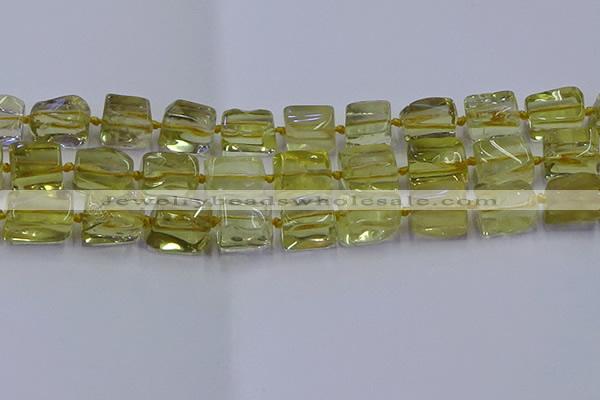 CNG6807 15.5 inches 8*12mm - 10*16mm nuggets lemon quartz beads