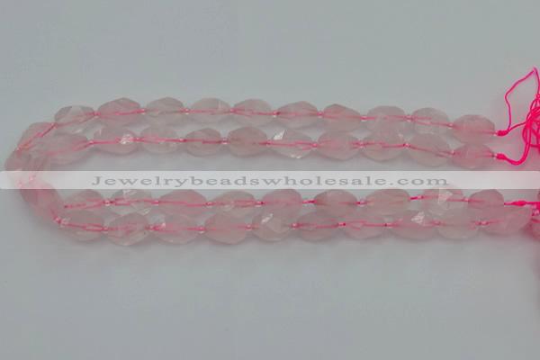 CNG6915 15.5 inches 8*12mm - 12*16mm faceted nuggets rose quartz beads