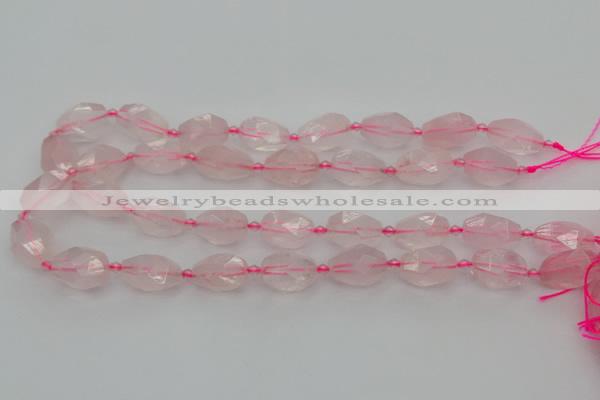 CNG6916 15.5 inches 12*16mm - 13*18mm faceted nuggets rose quartz beads