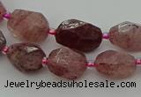 CNG6923 15.5 inches 8*12mm - 12*16mm faceted nuggets strawberry quartz bead