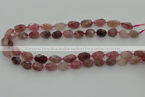 CNG6923 15.5 inches 8*12mm - 12*16mm faceted nuggets strawberry quartz bead