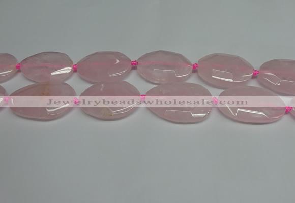 CNG7088 15.5 inches 25*35mm - 35*45mm faceted freeform rose quartz beads