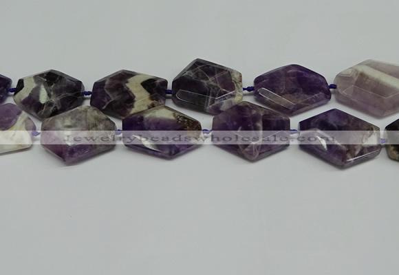 CNG7090 15.5 inches 25*35mm - 35*45mm faceted freeform amethyst beads