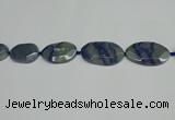 CNG7093 25*35mm - 35*45mm faceted freeform blue aventurine beads