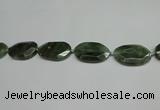 CNG7096 25*35mm - 35*45mm faceted freeform green hair stone beads