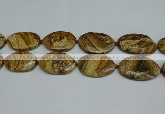 CNG7105 25*35mm - 35*45mm faceted freeform picture jasper beads