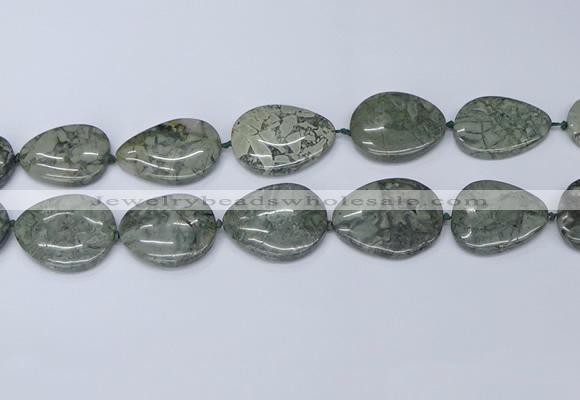 CNG7114 20*25mm - 30*40mm freeform grey green brecciated jasper beads