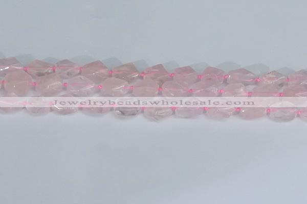 CNG7131 15.5 inches 6*10mm - 10*14mm faceted nuggets rose quartz beads